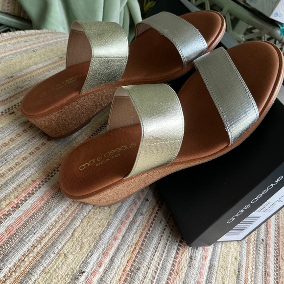 André Assous Gwenn Two Tone Metallic Cork Wedges Size 8 M - Picture 9 of 11